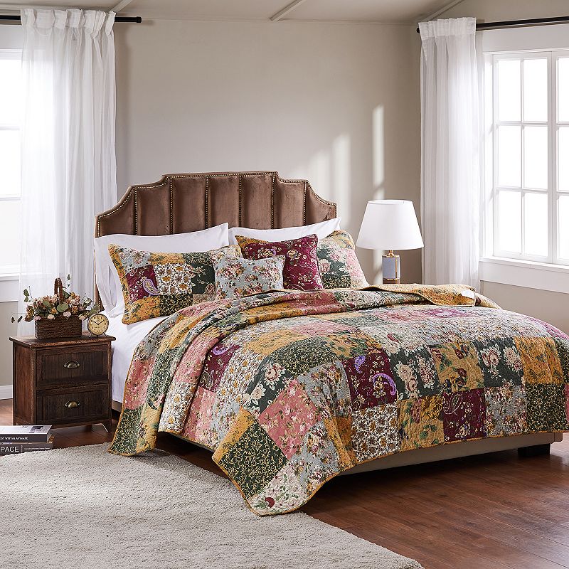 Greenland Home Fashions Antique Chic Quilt and Sham Set, Multicolor, Full/Q