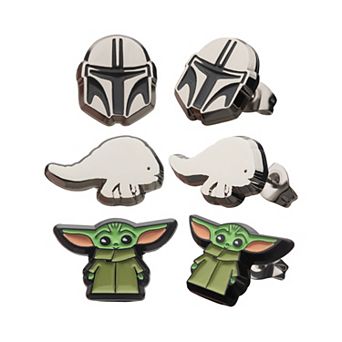Star Wars The Mandalorian Mando Helmet, The Child, & Blurrg Earring Set