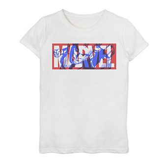 Girls 7-16 Marvel Logo with Captain Marvel Tee