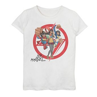 Girls 7-16 Marvel Rising Secret Warriors Ms. Marvel Symbol & Collage Tee