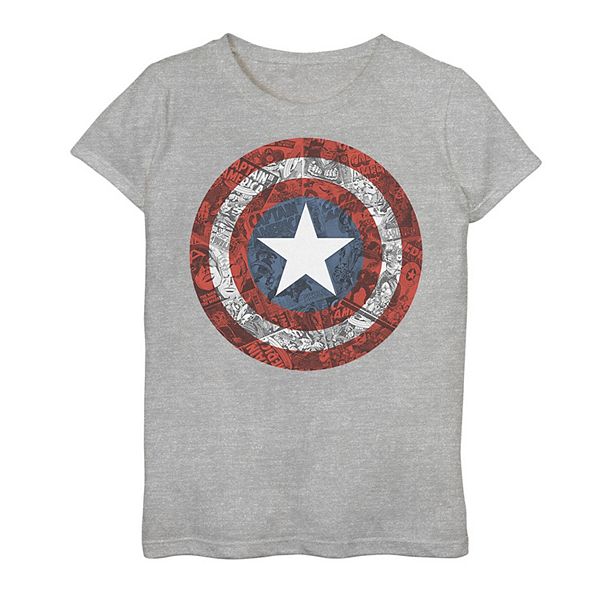 Girls 7-16 Marvel Captain America Shield Comics Graphic Tee