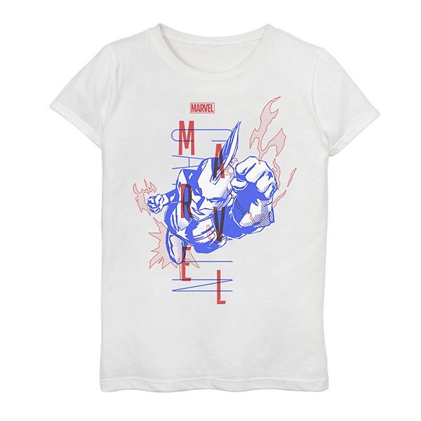 Girls 7-16 Marvel Cptain Marvel Flying Sketch Bold Poster Graphic Tee