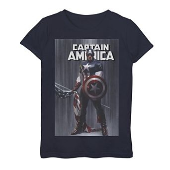 Girls 7-16 Marvel Captain America Flag Comic Cover Graphic Tee