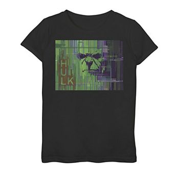 Girls 7-16 Marvel The Hulk Glitched Poster Graphic Tee