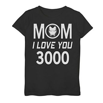 Girls 7-16 Marvel Iron Man Mom I Love You 3000 Mother's Day Tee