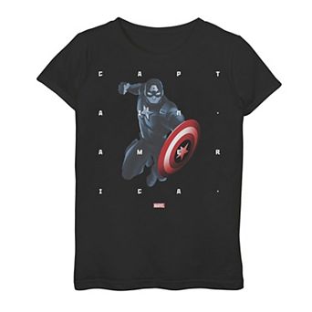 Girls 7-16 Marvel Captain America Word Stack Portrait Tee