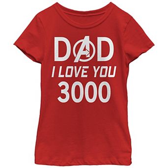 Girls 7-16 Marvel Avengers "Dad I Love You 3000" Logo Tee