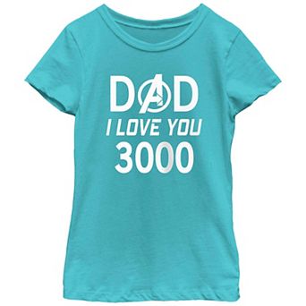 Girls 7-16 Marvel Avengers "Dad I Love You 3000" Logo Tee