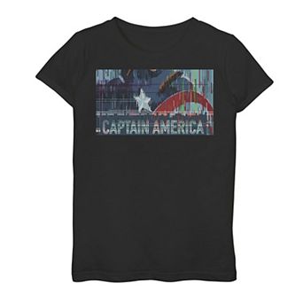 Girls 7-16 Marvel Captain America Glitched Poster Tee