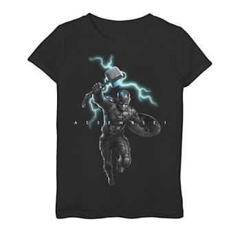 Girls 7-16 Marvel Avengers Endgame Captain America Assemble Lightning Tee