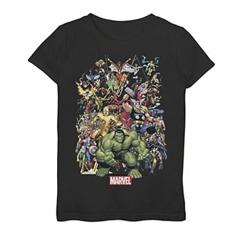 Girls 7-16 Marvel D23 Exclusive Franchise Superhero Collage Graphic Tee