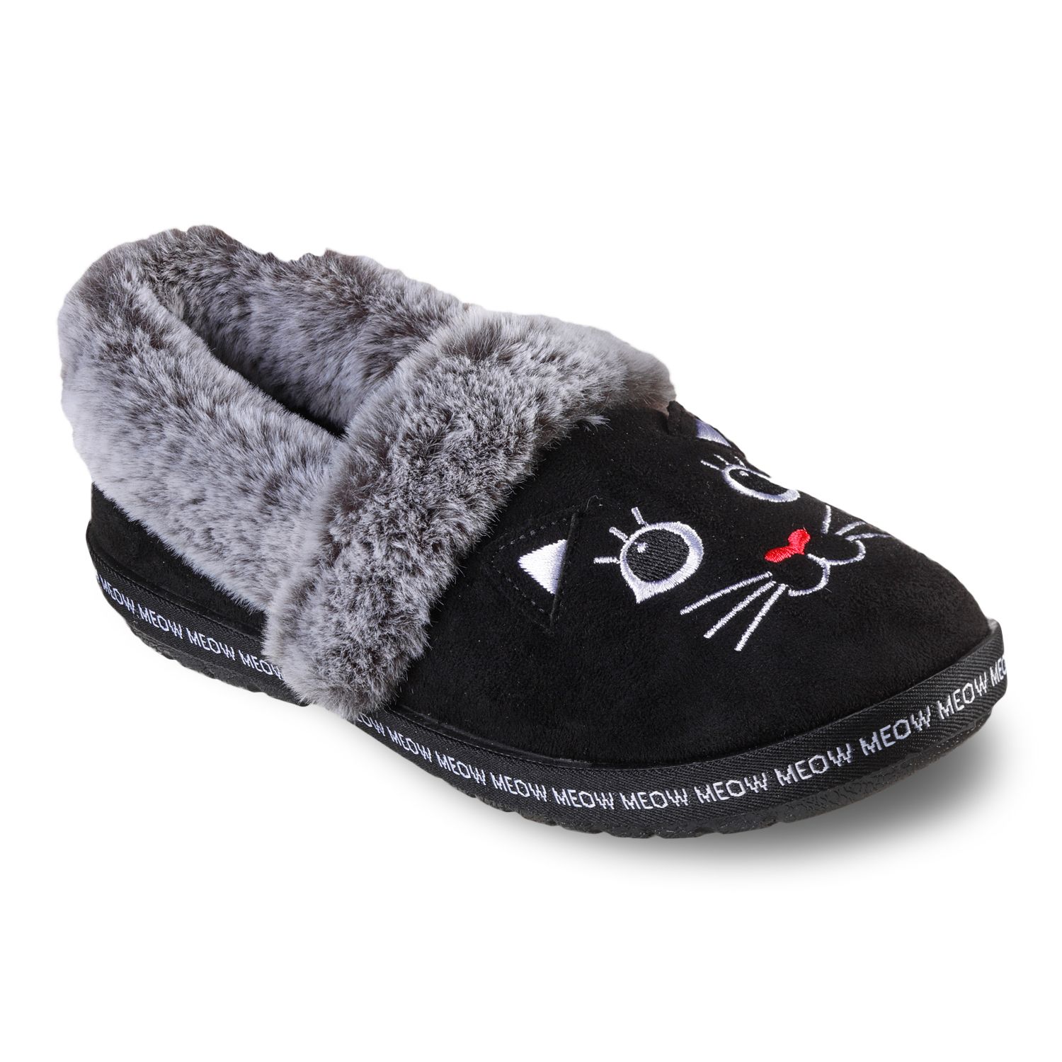 skechers dark grey bobs mule slippers