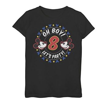 Girls 7-16 Disney's Mickey Mouse Oh Boy Let's Party 8th Birthday Tee
