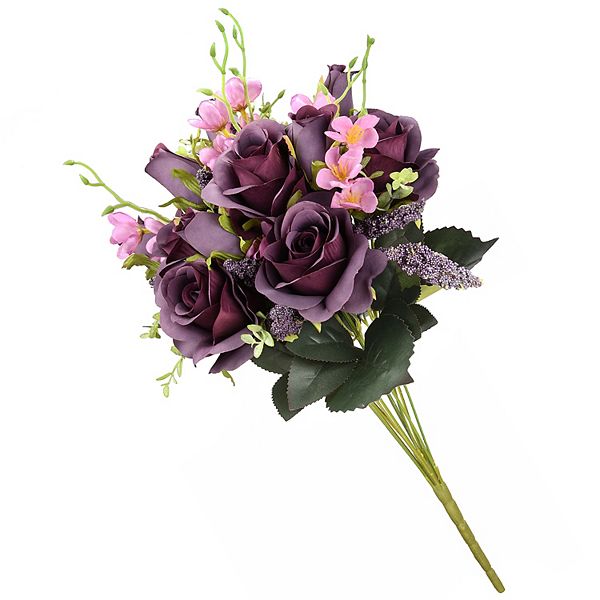 National Tree Company 19-in. Artificial Light Purple Rose Bundle