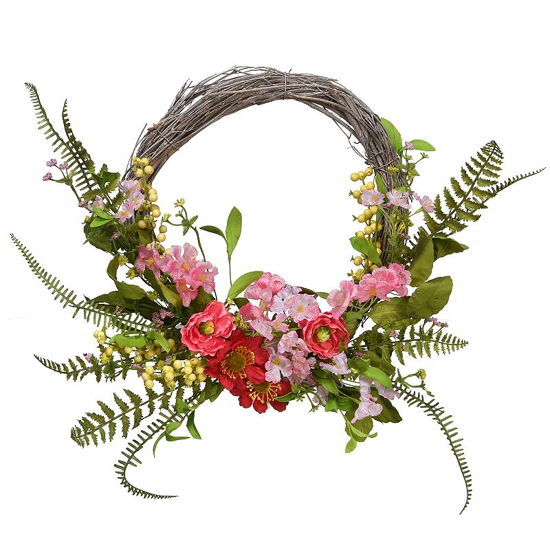 National Tree Company 20-in. Artificial Spring Flowers Wreath, Pink