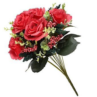 National Tree Company 19 in Artificial Red Rose Bundle