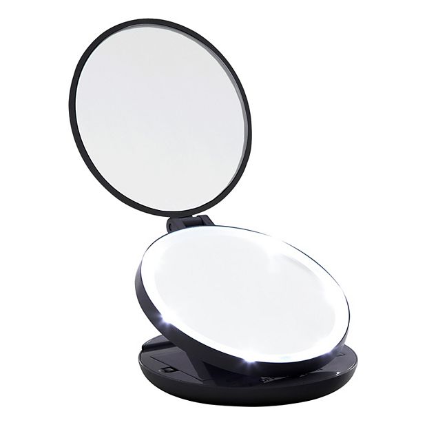 GloTech LED Compact Travel Makeup Mirror - Black