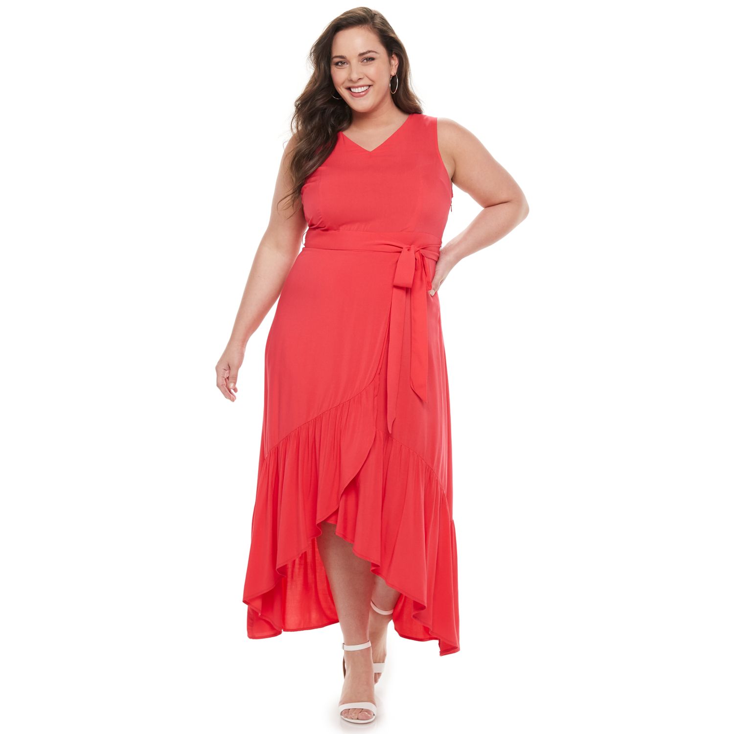 plus size faux wrap maxi dress