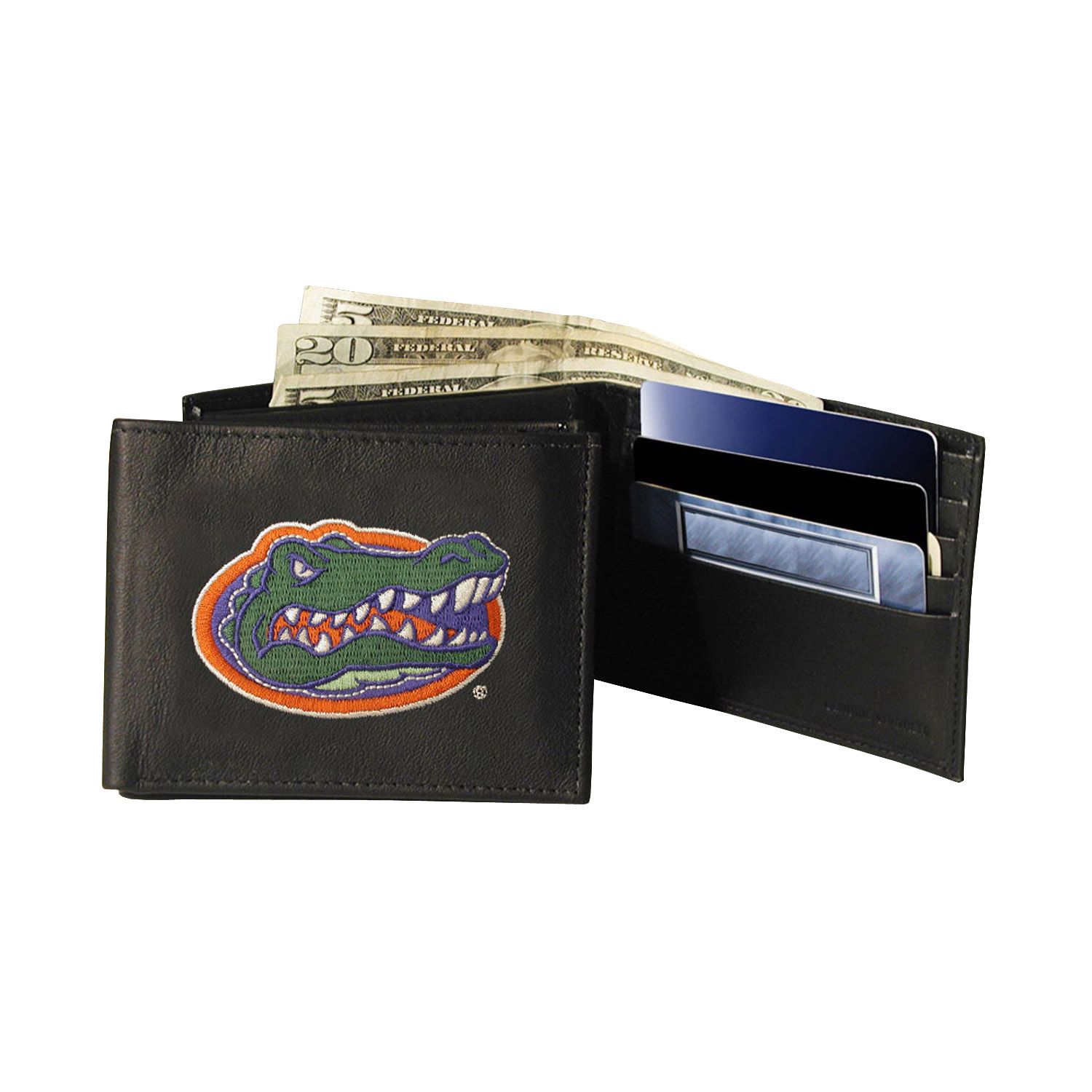 NCAA Florida Gators Nylon Long Secretary Wallet - Leather Trim, Silver Emblem, ID Window - View #4