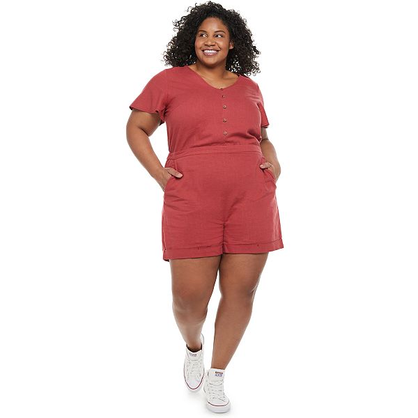 Plus Size Now Gen by Sonoma Goods For Life Linen Blend Romper