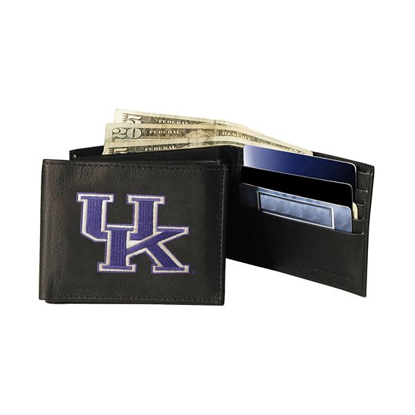NCAA Kentucky Wildcats Premium Laser Engraved Vegan Black Leather Tri-fold Wallet Perfect to Show Your Team Pride or Gift Slim yet Sturdy Design 