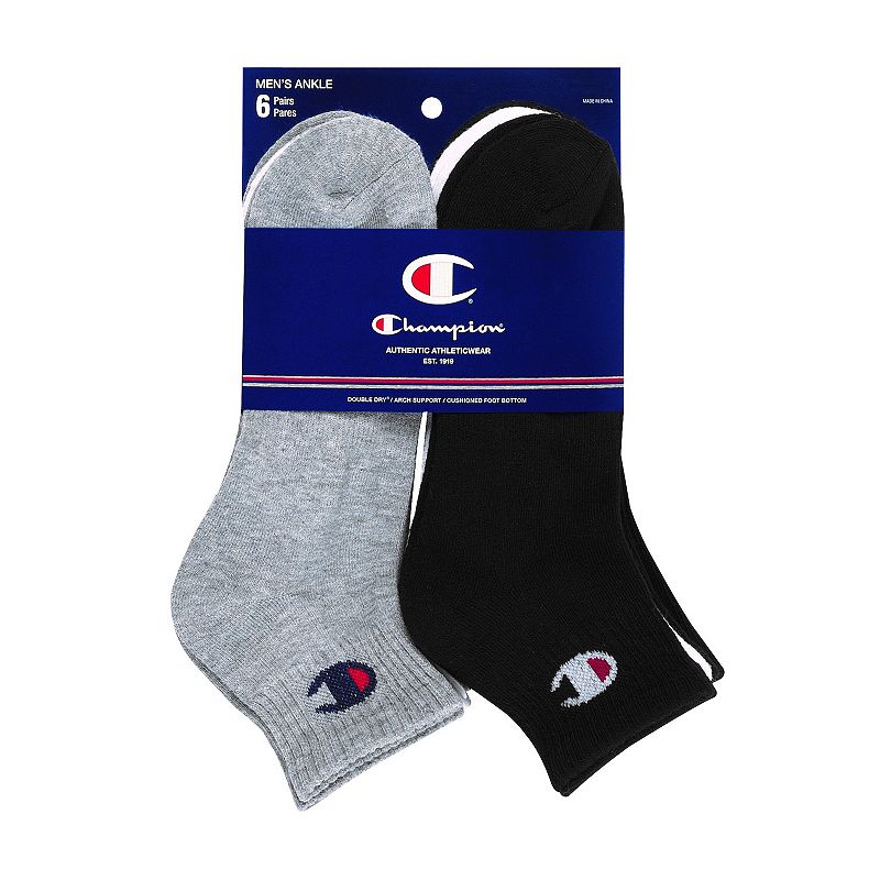 Mens Champion 6-pack Basic Performance Quarter Socks, Size: 6-12, Multicol