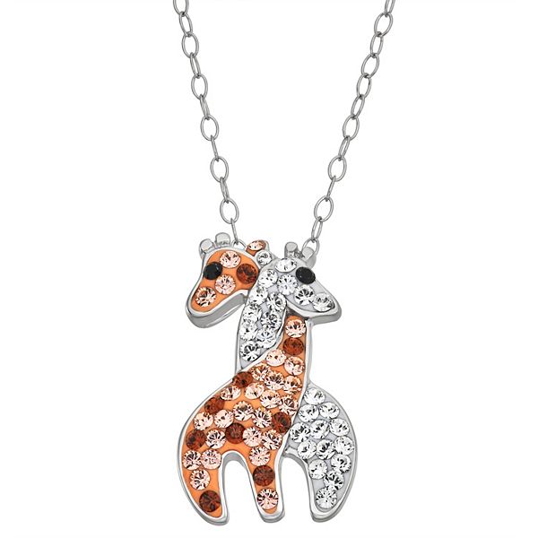 Sterling Silver Cz Giraffe Necklace