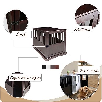 Casual Home Wood Pet Crate End Table