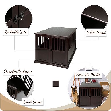 Casual Home Wooden XL Pet Crate End Table 