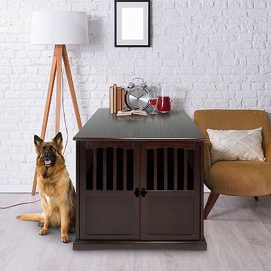 Casual Home Wooden XL Pet Crate End Table 