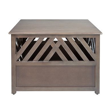 Casual Home Modern Lattice Wooden Pet Crate End Table 
