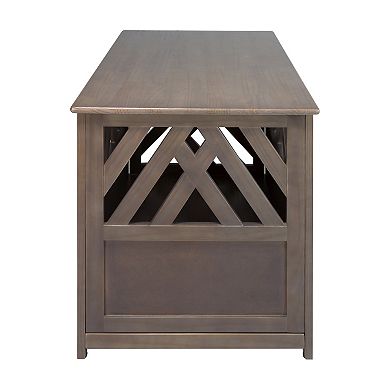 Casual Home Modern Lattice Wooden Pet Crate End Table