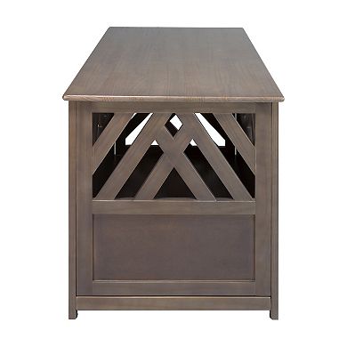 Casual Home Modern Lattice Wooden Pet Crate End Table 