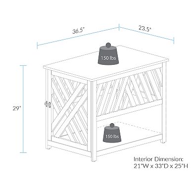 Casual Home Modern Lattice Wooden Pet Crate End Table