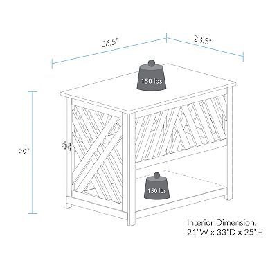 Casual Home Modern Lattice Wooden Pet Crate End Table 