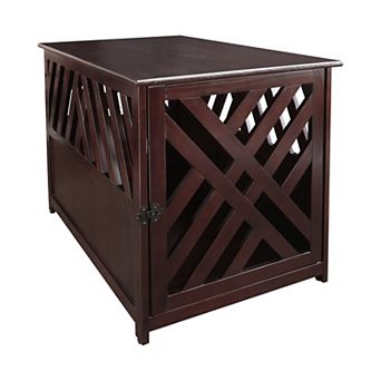 Casual Home Modern Lattice Wooden Pet Crate End Table