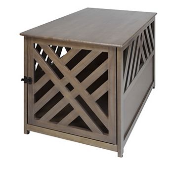 Casual Home Modern Lattice Wooden Pet Crate End Table