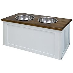 Dog feeder outlet and storage