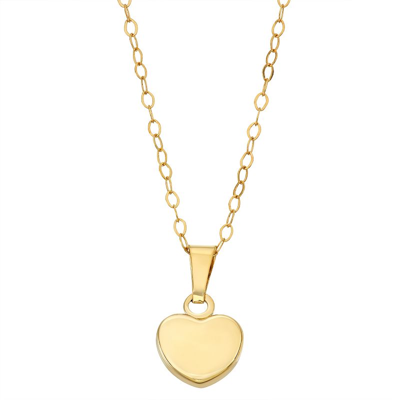 10k Gold Polished Heart Pendant, Womens, Size: 18