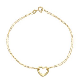 10k Gold Double Strand Heart Bracelet