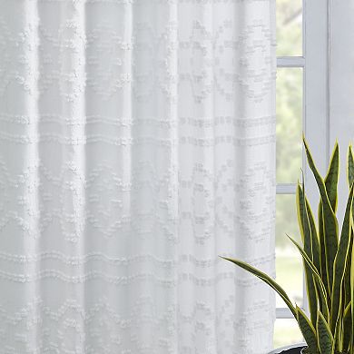 Intelligent Design Whitney 1-Panel Solid Clipped Jacquard Light Filtering Window Curtain