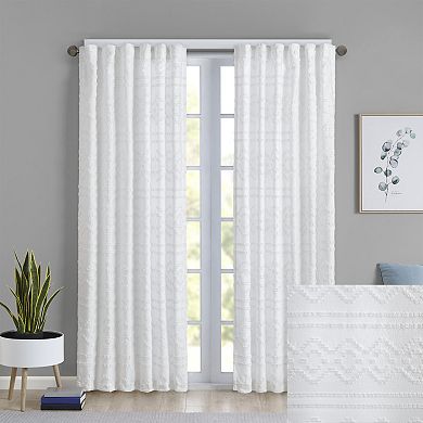 Intelligent Design Whitney 1-Panel Solid Clipped Jacquard Light Filtering Window Curtain