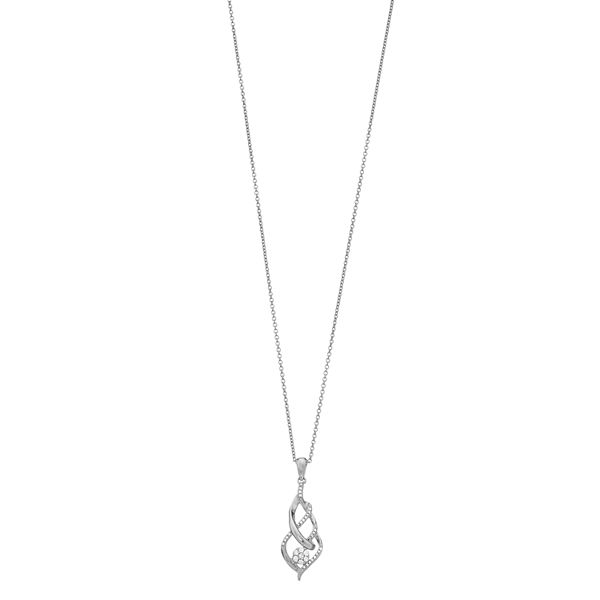 Sterling Silver 1/8 Carat Diamond Swirl Pendant Necklace