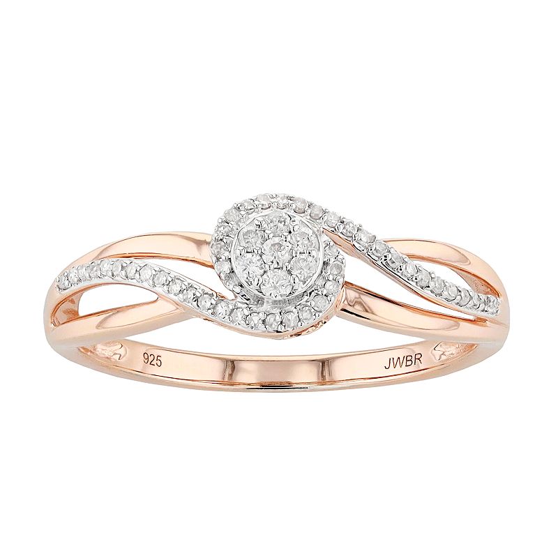 Gold Tone Sterling Silver 1/6 Carat T.W. Diamond Swirl Ring, Womens, Size: