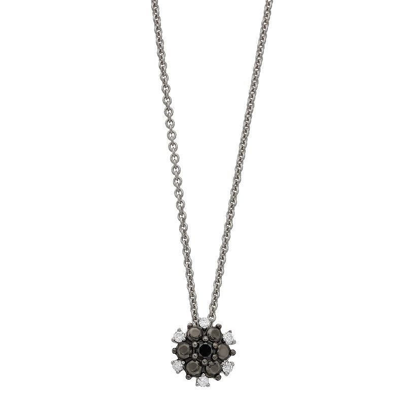 Sterling Silver 1/10 Carat Diamond Floral Pendant Necklace, Womens, Size: