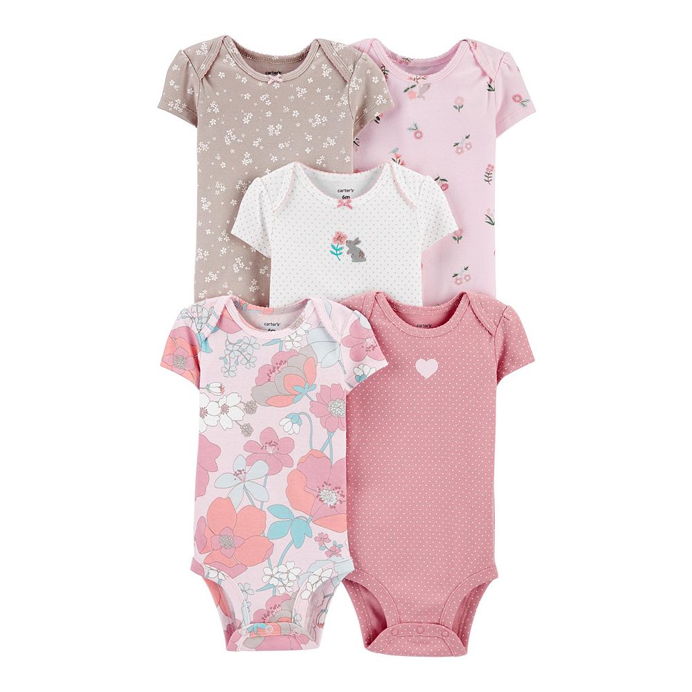 Carter's 5pc Baby Girl Multi Color Animals Bodysuit Set