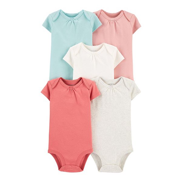 Baby Girl Carter's 5-Pack Short-Sleeve Solid Bodysuits