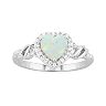 Sterling Silver Lab-Created Opal & Lab-Created White Sapphire Heart Ring