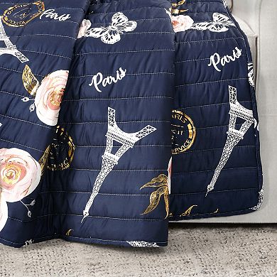 Lush Decor Vintage Paris Rose Butterfly Script Throw