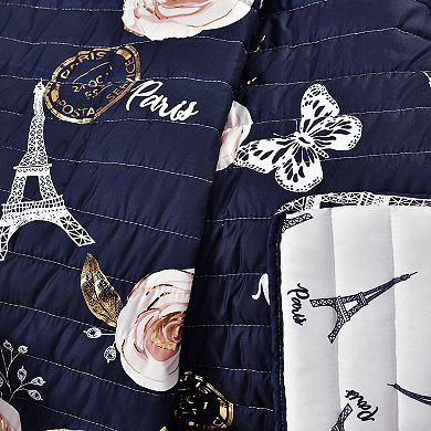 Lush Decor Vintage Paris Rose Butterfly Script Throw
